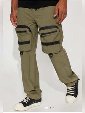 American Stitch Nylon Cargo Pants Olive Green Medium NWT Techwear Gorpcore